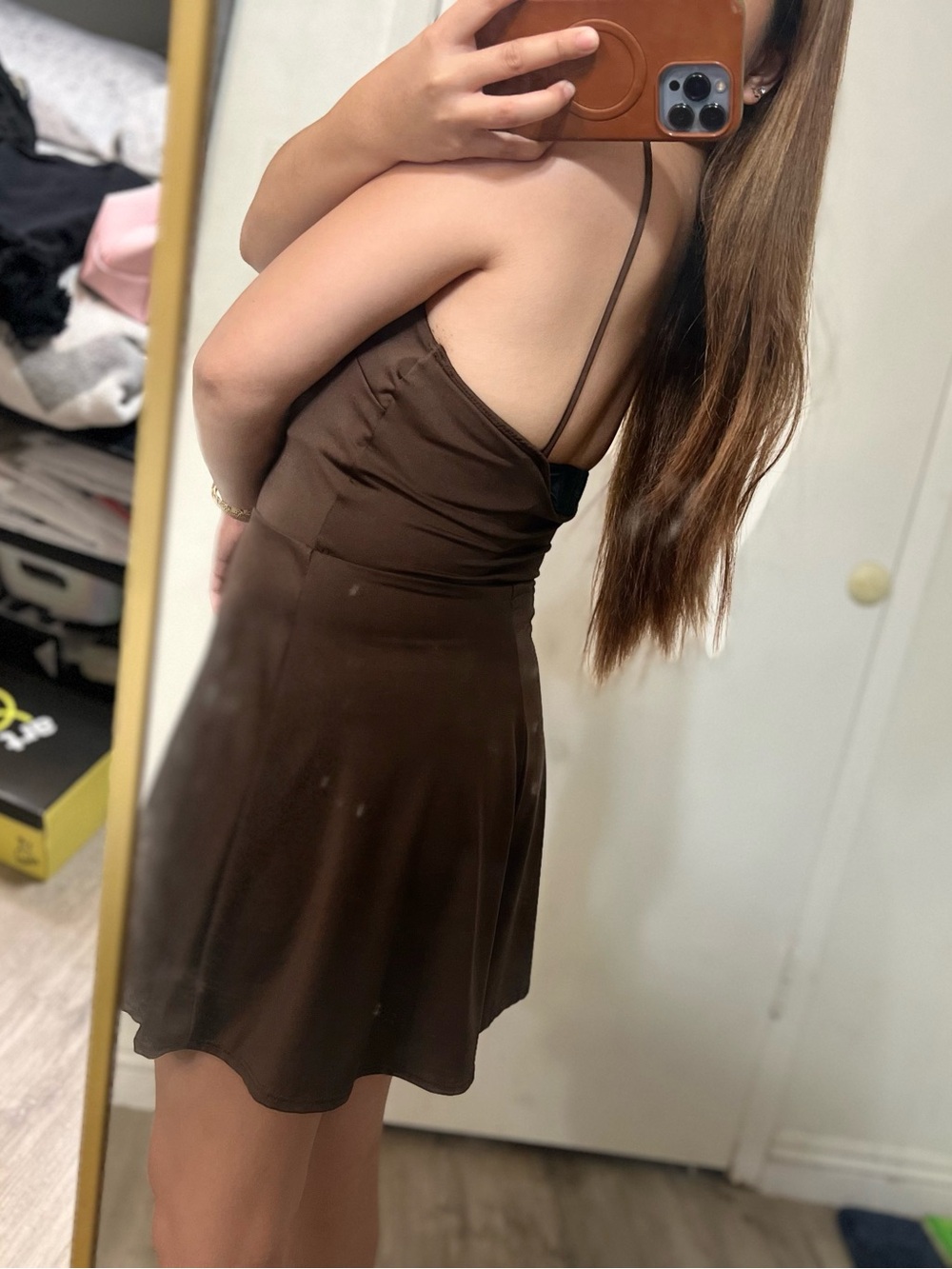 Women's Brown V-Neck Casual Shorts - Picture 5 of 5